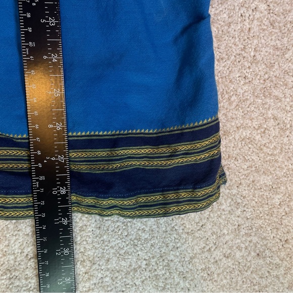 Vintage CXS21 Shirt Mens Textured Knit Blue Tribal Trim Boho Hippy Size Medium - Picture 4 of 5